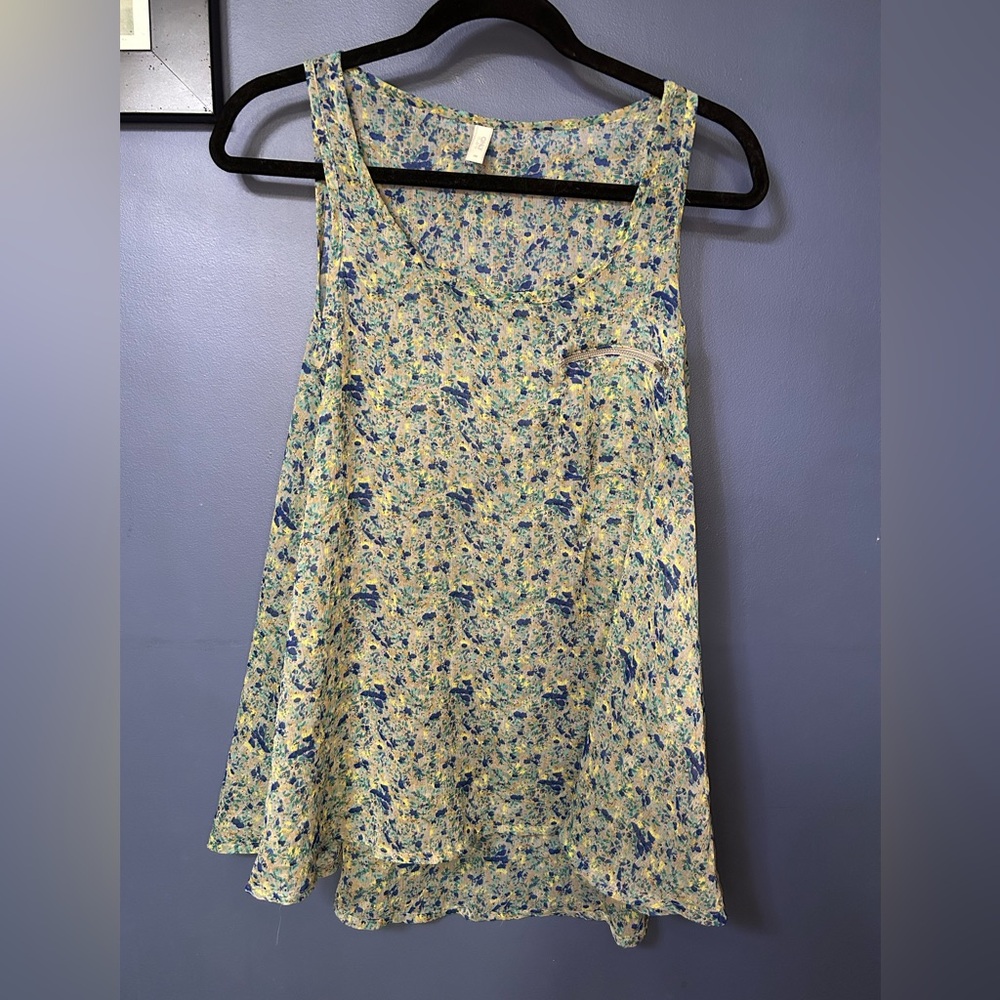 Only Floral Tank Top - Blue and Yellow